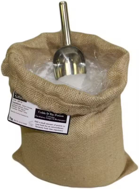 Eucalyptus, Ginger & Black Pepper 'COLDS & FLU' Bath Potion 7kg Hessian Sack