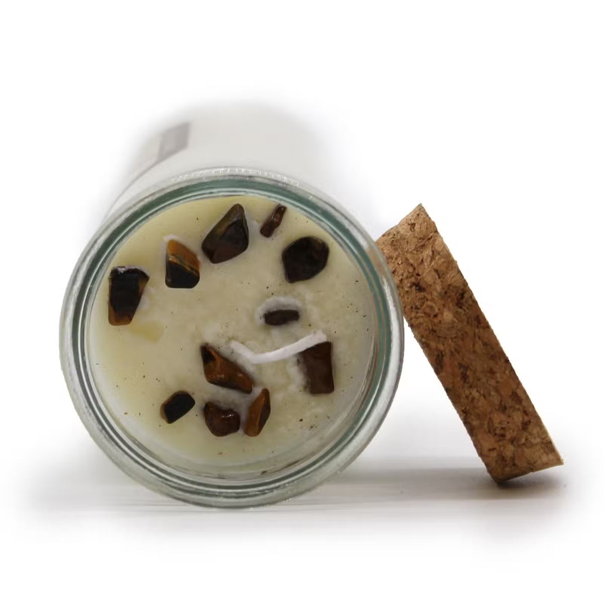 CONFIDENCE Magic Spell Candle with Tiger Eye Gemstones & Cinnamon