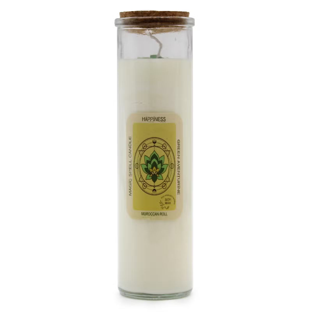 HAPPINESS Magic Spell Candle with Green Aventurine & Moroccan Rose