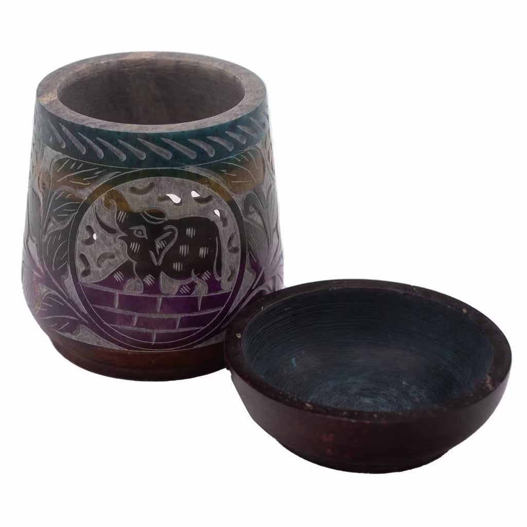 Large Soapstone Elephant Oil Burner 13 x 10cm