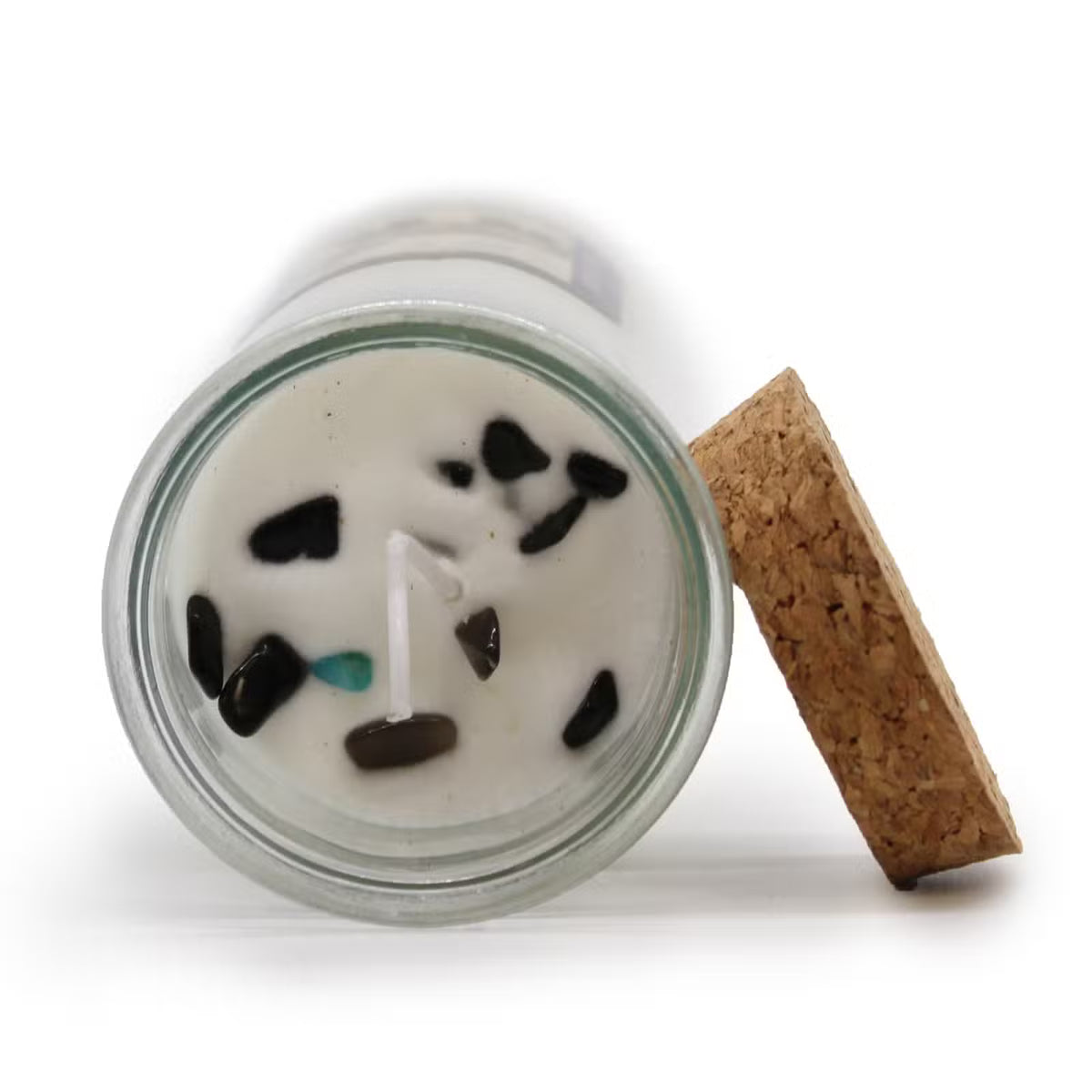 LUCK Magic Spell Candle with Black Agate Gemstones & Liquorice