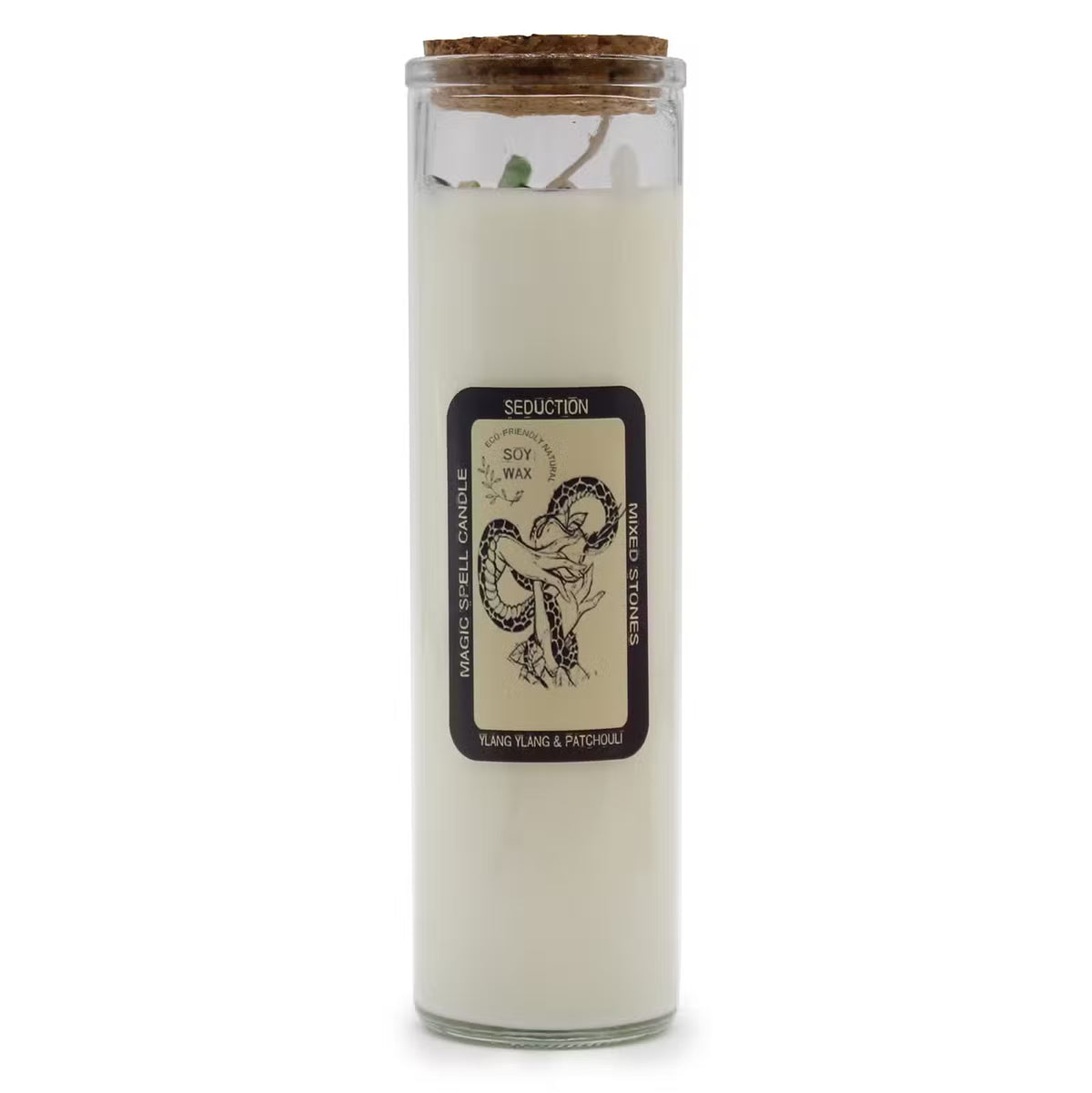 SEDUCTION Magic Spell Candle with Mixed Gemstones & Patchouli