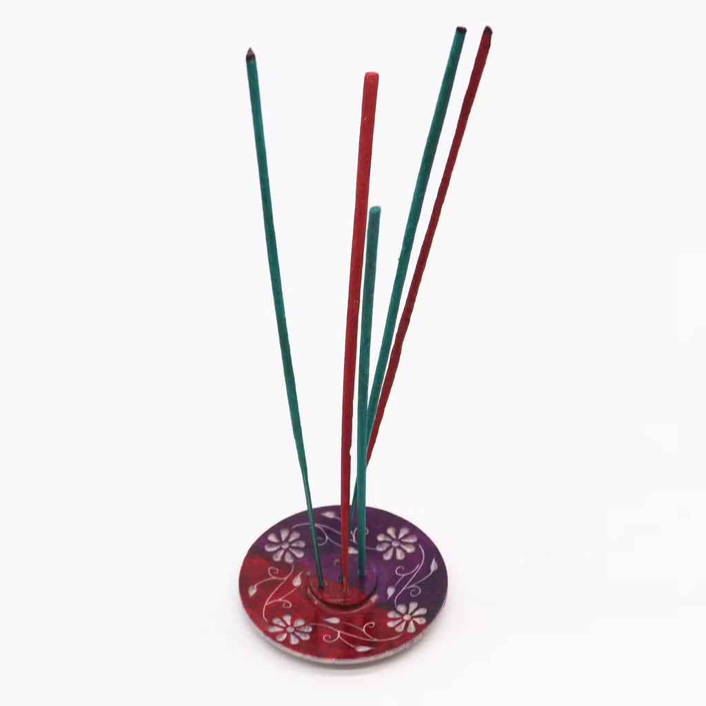 Soapstone Disc Incense Holder - Floral