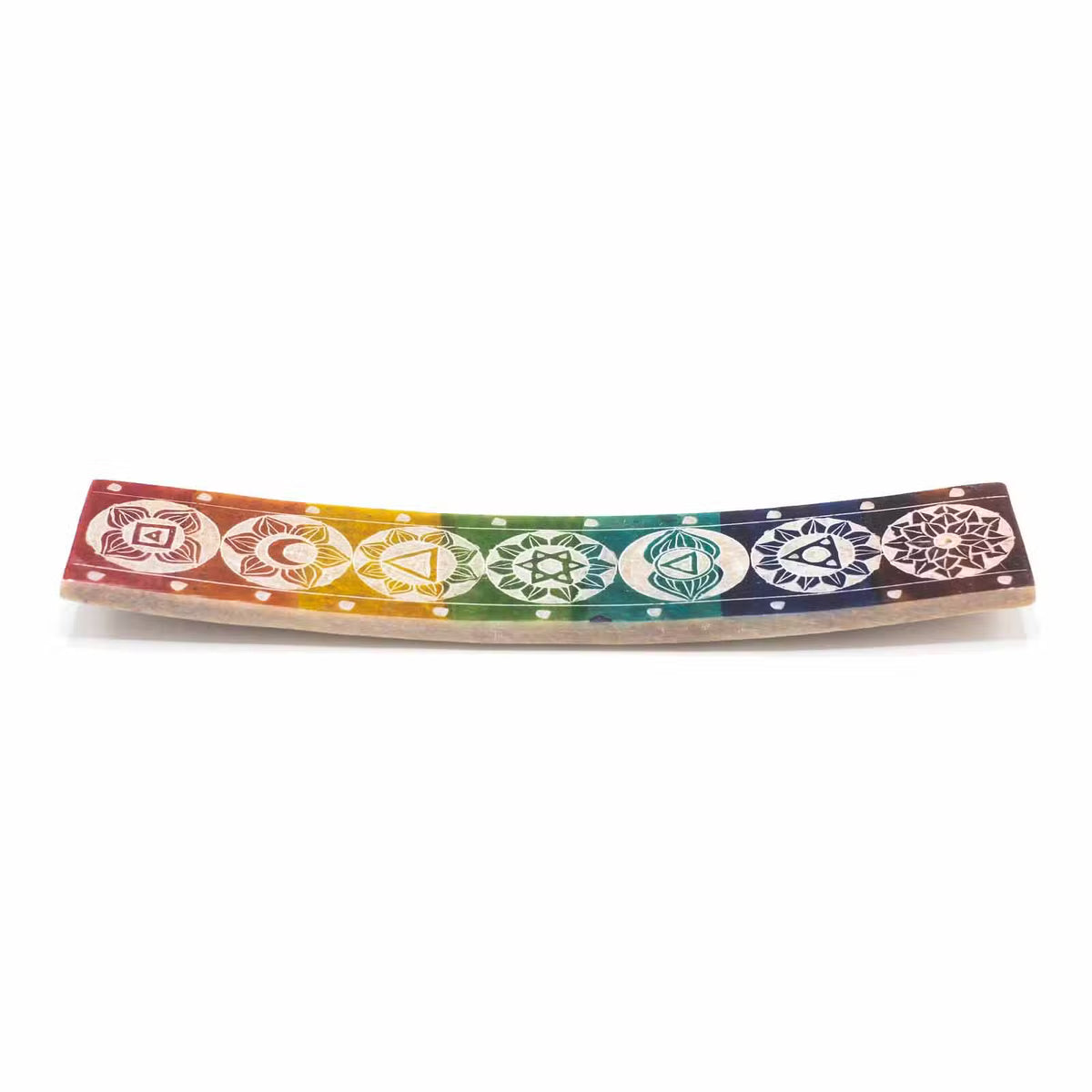 Soapstone Seven Chakra Incense Holder - 26 x 5cm