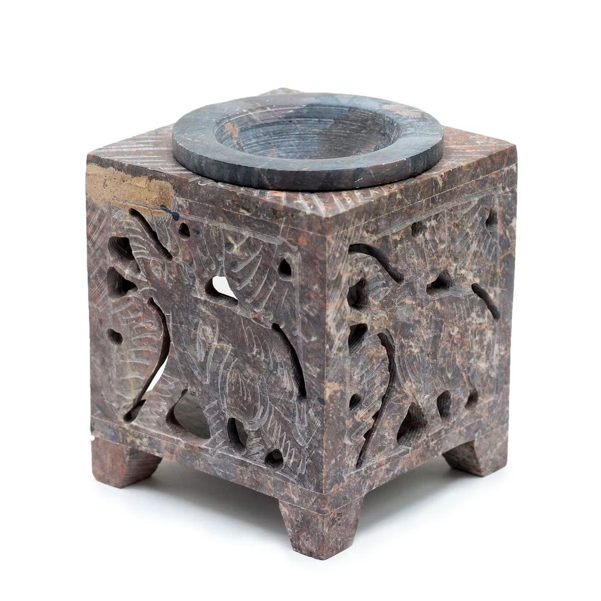 Square Soapstone Elephant Oil Burner 10 x 7.5cm
