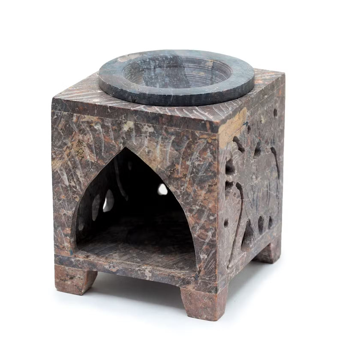 Square Soapstone Elephant Oil Burner 10 x 7.5cm